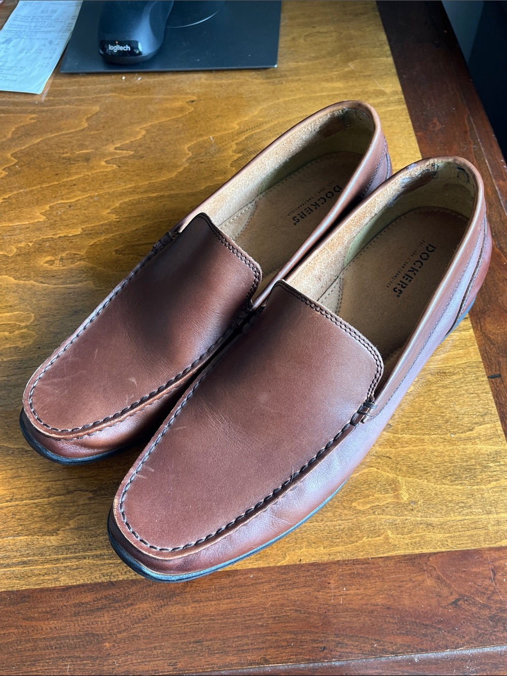 Dockers Brown Leather Slip-On Moccasin Loafers